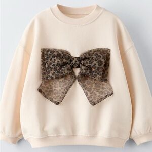 Zara leopard bow sweatshirt